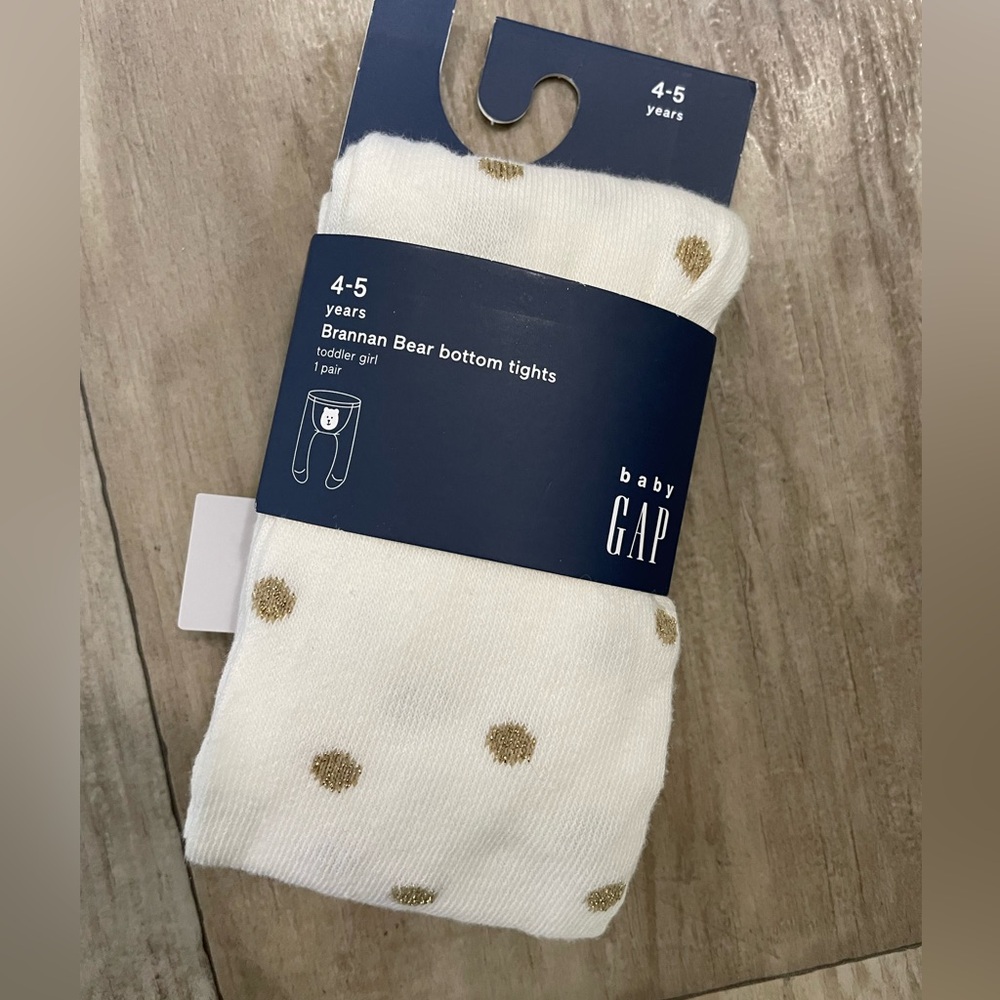 GAP White Tights with Gold Polka Dots - 4-5 Years